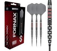 WINMAU FORNAX Fléchettes professionnelles 90 % tungstène, barils parallèles noir/rouge, pointe commutable, 2 pointes, tiges courtes et ailettes, 21/22/23/24 g