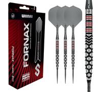 WINMAU FORNAX Fléchettes professionnelles 90 % tungstène, barils parallèles noir/rouge, pointe commutable, 2 pointes, tiges courtes et ailettes, 21/22/23/24 g