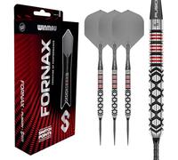 WINMAU FORNAX Fléchettes professionnelles 90 % tungstène, barils parallèles noir/rouge, pointe commutable, 2 pointes, tiges courtes et ailettes, 21/22/23/24 g