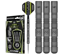 WINMAU Jeu de fléchettes Michael Van Gerwen MvG Exact Steeltip - Comprend des ailettes et des tiges, Disponibles en 21,5 g, 23 g, 24 g et 25 g, Jeu de fléchettes Professionnelles 90% tungstène