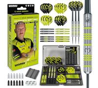 WINMAU Michael Van Gerwen MvG Gift Set -Jeu de fléchettes 20g tungstène Point Acier de 50 pièces avec 4 Jeux de tiges de fléchettes, 4 Jeux de Volants et Accessoires