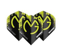 WINMAU MvG Michael Van Gerwen Mega Standard Vert et Noir Vols de Fléchettes - 1 Set par Pack (3 Vols au Total)