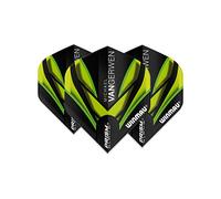 WINMAU MvG Michael Van Gerwen Prism Alpha Noir et Vert Vols de Fléchettes Extra Epais - 1 Set par Pack (3 Vols au Total)