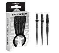 WINMAU - Points Switch - Pointe en acier au carbone - Mécanisme de changement rapide de filetage - 1 jeu par paquet - Arbre noir effet 26 mm - Accessoire de fléchettes professionnel