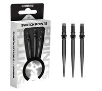 WINMAU - Points Switch - Pointe en acier au carbone - Mécanisme de changement rapide de filetage - 1 jeu par paquet - Effet noir lisse 26 mm - Accessoire de fléchettes professionnel