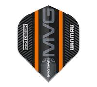 WINMAU Prism Alpha Michael Van Gerwen MvG Noir et Orange Logo Stripe Très épais Vols de fléchettes - 1 Set par Pack (3 Vols au Total)