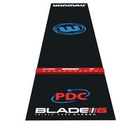 WINMAU Pro Zone Precision PVC Tapis de fléchettes avec fléchettes surélevées intégrées Oche Line - Pleine Longueur - Design Noir élégant - Accessoires de fléchettes Professionnels
