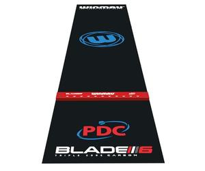 WINMAU Pro Zone Precision PVC Tapis de fléchettes avec fléchettes surélevées intégrées Oche Line - Pleine Longueur - Design Noir élégant - Accessoires de fléchettes Professionnels