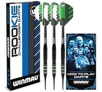 WINMAU Rookie Green Softip (Embouts en plastique) Ensemble de fléchettes en laiton | Ensembles simples ou multiples | Comprend ailettes et tiges (tiges) | Livret exclusif de fléchettes | Bleu, rouge