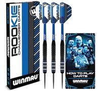 WINMAU Rookie Jeu de fléchettes en Laiton Bleu avec ailettes, tiges (tiges) et livret de fléchettes Exclusif