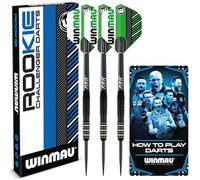 WINMAU Rookie Jeu de fléchettes en Laiton Vert avec ailettes, tiges (tiges) et livret de fléchettes Exclusif