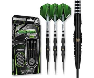 WINMAU Sniper Jeu de fléchettes Professionnelles en tungstène avec ailettes et tiges Noir 22 g