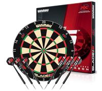 WINMAU Triple Core - Cible de fléchettes professionnelle en sisal avec 2 sets de fléchettes Winmau | Cible de fléchettes de tournoi avec la plus haute précision - ensemble de cible de fléchettes