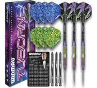 WINMAU Tuscan Fléchettes professionnelles à pointe en acier tungstène avec ailettes et tiges (vagues) 24 g