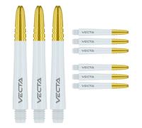 WINMAU Vecta Tiges de fléchettes en Polycarbonate - 1 Ensemble par Paquet (3 Fléchettes Tiges au Total) - Accessoires de fléchettes Professionnelles - Blanc et Or Tiges Moyennes