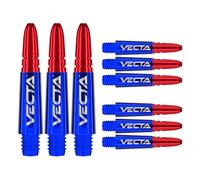 WINMAU Vecta Tiges de fléchettes en Polycarbonate - 1 Ensemble par Paquet (3 Fléchettes Tiges au Total) - Accessoires de fléchettes Professionnelles - Bleu et Rouge Tiges Courtes