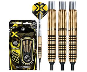 WINMAU Xtreme2-18g Ensemble de Fléchettes Softip en Laiton avec Vols Prism et Arbres (Tiges)