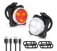 Winnertop Lampe LED de Vélo, Lumière Vélo Rechargeable Avant et Arrière 6 Modes de Luminosité Éclairage USB Antichoc Impermeable, pour VTT VTC Cycliste Poussette Camping