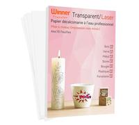 WinnerTransfer 10xA4 Papier Décalcomanie transparent, impression Laser | papier transfert à eau pour les objets blanc et clair, Imprimante laser, film transparent, FR-WT-8-10