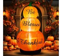 WinnerWhy Citrouille de Thanksgiving gonflable de 1,8 m avec LED - Citrouilles empilées - Gonflable Be Blessed Thanksgiving - Extérieur - Pour récolte, automne, jardin, pelouse, cour
