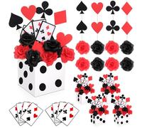 WinnerWhy Lot de 8 boîtes à dés pour décoration de fête sur le thème du casino avec fleurs et bâtons pour décoration de fête sur le thème de la soirée de jeu Las Vega