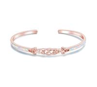 WINNICACA Bracelet pour femme en argent sterling avec opale - Bracelet ouvert réglable - Nœud celtique irlandais - Cadeau d'anniversaire pour elle, taille unique, Argent sterling, Opale