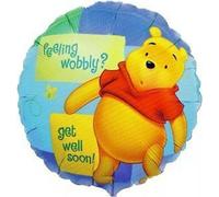 Winnie l'ourson - Ballon en plastique "Get Well Soon", Anniversaire - Film, MYLAR SG32177 (Taille unique) (Jaune/Bleu/Vert)