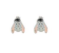 Winnie l'ourson Bourriquet Boucles d'oreilles à tige plaquées argent, One Size, Plaqué argent + revêtement E, Pas de gemme