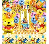 Winnie L'Ourson Décoration Anniversaire 1 An - 53 Pièces Avec Ballons, Nappe Et Déco Gâteau[BAL818]