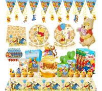 Winnie l'ourson décoration de fête d'anniversaire ensemble de vaisselle tasses assiettes bannière ballon boîtes à bonbons sacs cadeaux pour enfants fournitures de fête 12pcs bracelet