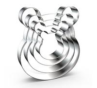 Winnie l'ourson Lot de 4 emporte-pièces en acier inoxydable Motif ours 12,7 cm, 10,2 cm, 7,6 cm, 5,1 cm