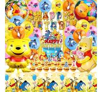 Winnie l'Ourson - Set Décoration Anniversaire 52 Pièces avec Ballons, Nappe et Décoration Gâteau