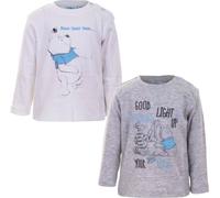 Winnie l'ourson T-shirts bébé Gris Lot de 2 manches longues doux à la peau 100% coton 68/74