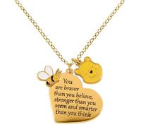 Winnie l'ourson You are Braver Than You Believe Femme Collier Couleur Or Laiton