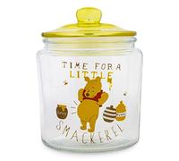 Winnie The Pooh Disney Time For A Little Smackerel Bocal à collation en verre avec couvercle | Rangement alimentaire de cuisine pour collations, bonbons | 15,2 cm de haut