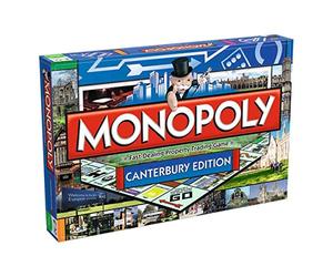 Winning Moves Jeu de société Canterbury Monopoly, avancez vers la cathédrale de Canterbury, l'abbaye St Augustine, l'Université du Kent et échangez Votre Chemin vers Le succès, 2 à 6 Joueurs Font Un