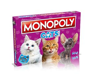 Winning Moves Jeu de société Cats Monopoly, achetez 22 de nos endroits préférés pour faire la sieste et échanger votre chemin vers le succès, excellent cadeau pour les enfants de 8 ans et plus