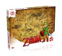 Winning-Moves Puzzle 1000 pièces Zelda Hyrule - Carte vintage 33,2x22,6 cm Paysage marron