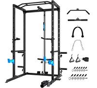 WINNOW Power Cage Rack multifonction avec crochets en J, poignées de trempage, fixation de mines terrestres et système de poulie de câble en option pour salle de sport à domicile