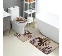 Winnowing Lot de 3 tapis de salle de bain rustiques, tapis de toilette absorbants, antidérapants, lavables, en flanelle, à séchage rapide, motif floral lavande