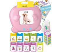 Winnrok 510 Cartes Flash de Mots, Cartes Flash Italiennes pour Enfants, Jeux Montessori pour Enfants de 2 Ans, Jeux éducatifs pour autistes, Apprendre à Parler Couleurs nombres Animaux Rose
