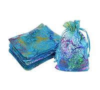 Winomo 100 pièces de petites pochettes en organza avec cordon de serrage, idéales pour les petits cadeaux et les faveurs de mariages, 12 x 9 cm (Bleu corail)