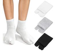 WINOMO 3 paires Chaussettes Tabi Chaussettes de coton Sabots Tongs 2-Orteil Elastique Unisexe