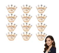 WINOMO Lot de 12 broches en forme de couronne en strass brillant mini chemise en cristal doré argenté avec revers pince pour corsage pour mariage cadeau de Saint bricolage, medio, Alliage et cristal