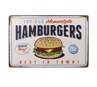 WINOMO Poster Métallique Affiche Peinture Art Décoratif Hamburgers Vintage pour Bar Café Pub 20cmx30cm