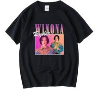 Winona Ryder 90s Vintage Unisex Black Tshirt Men T Shirt Retro Graphic T Shirts 100% Cotton T-Shirt Man Woman Tees Tops Men Manches Courtes(Small)