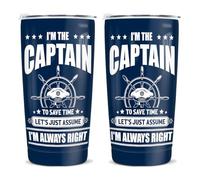 winorax Gobelet Captain Tumbler I'm The Captain & I'm Always Right Boating avec couvercle 591 ml Cadeau pour homme amateur de bateau Cadeau pour propriétaire de bateau Idée cadeau
