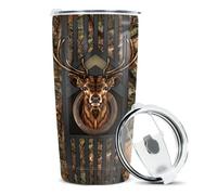 winorax Gobelet de chasse en forme de cerf de 591 ml - Cadeau pour homme et femme - Double paroi isotherme sous vide - Tasse à café de voyage avec couvercle - Cadeau pour homme, femme, papa