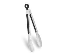 WINPOST Pince de cuisine en acier inoxydable de 21 cm, poignée antidérapante résistante à la chaleur, idéale pour la cuisine, la salade, les grillades et les barbecues (21 cm, noir)