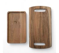 WinQ - Set de 2 coupes de présentation en bois Acacia 40x22cm et 30x18cm, antibactérien, rustique, durable